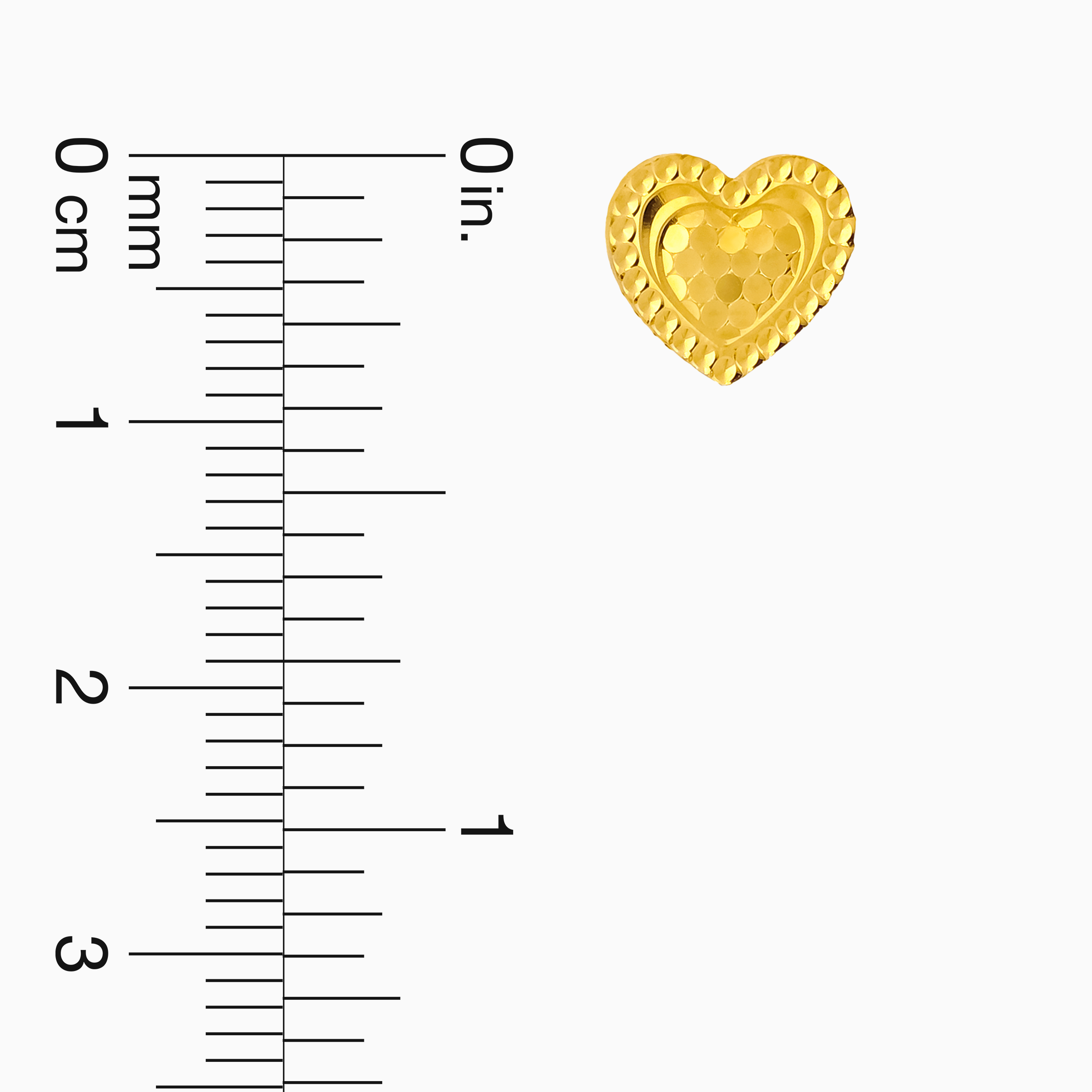 22K Gold Sparkling Heart Stud Earrings