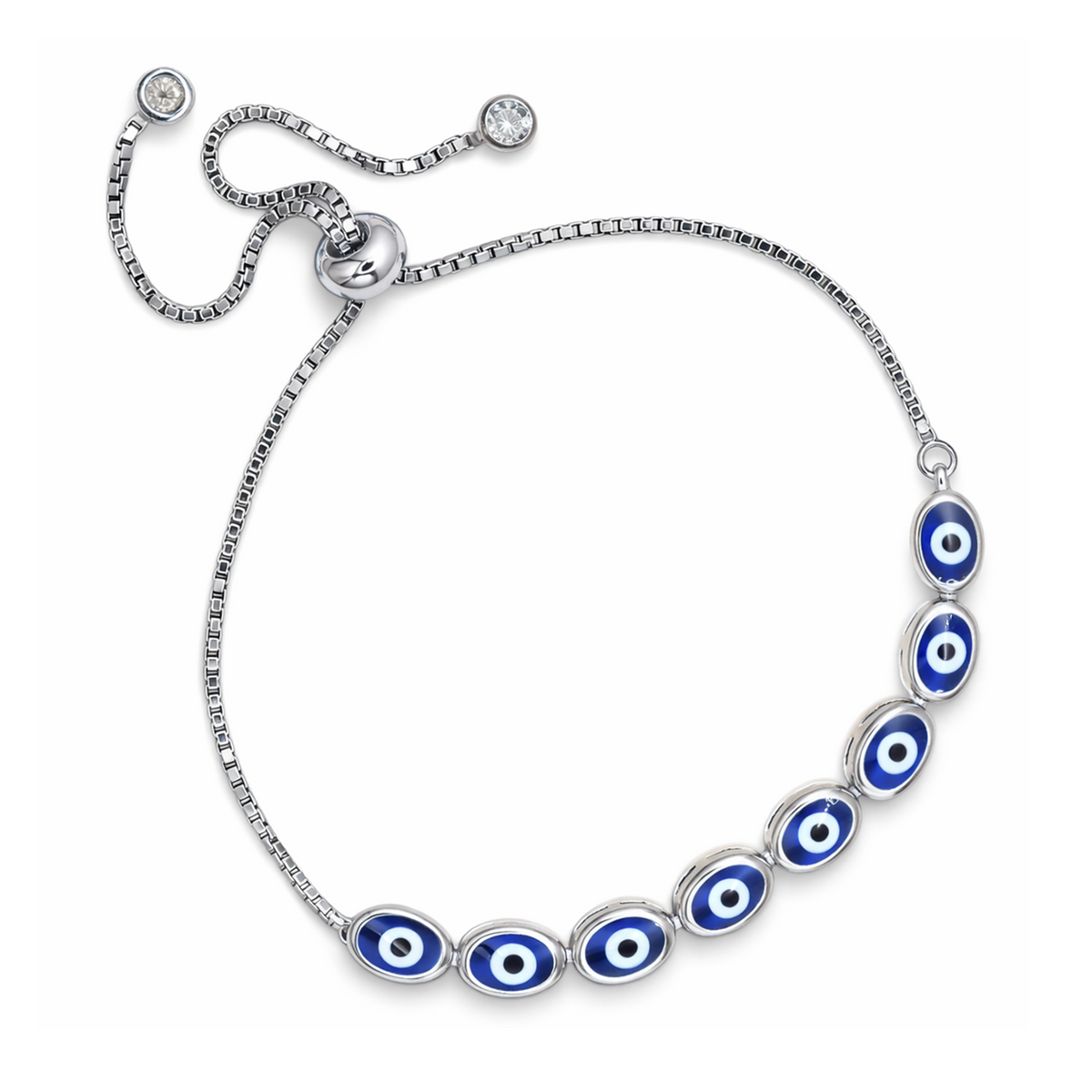 Silver Blue Evil Eye Bracelet