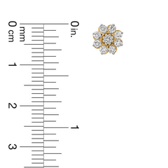 18K Gold Diamond Floral Cluster Nose Pin