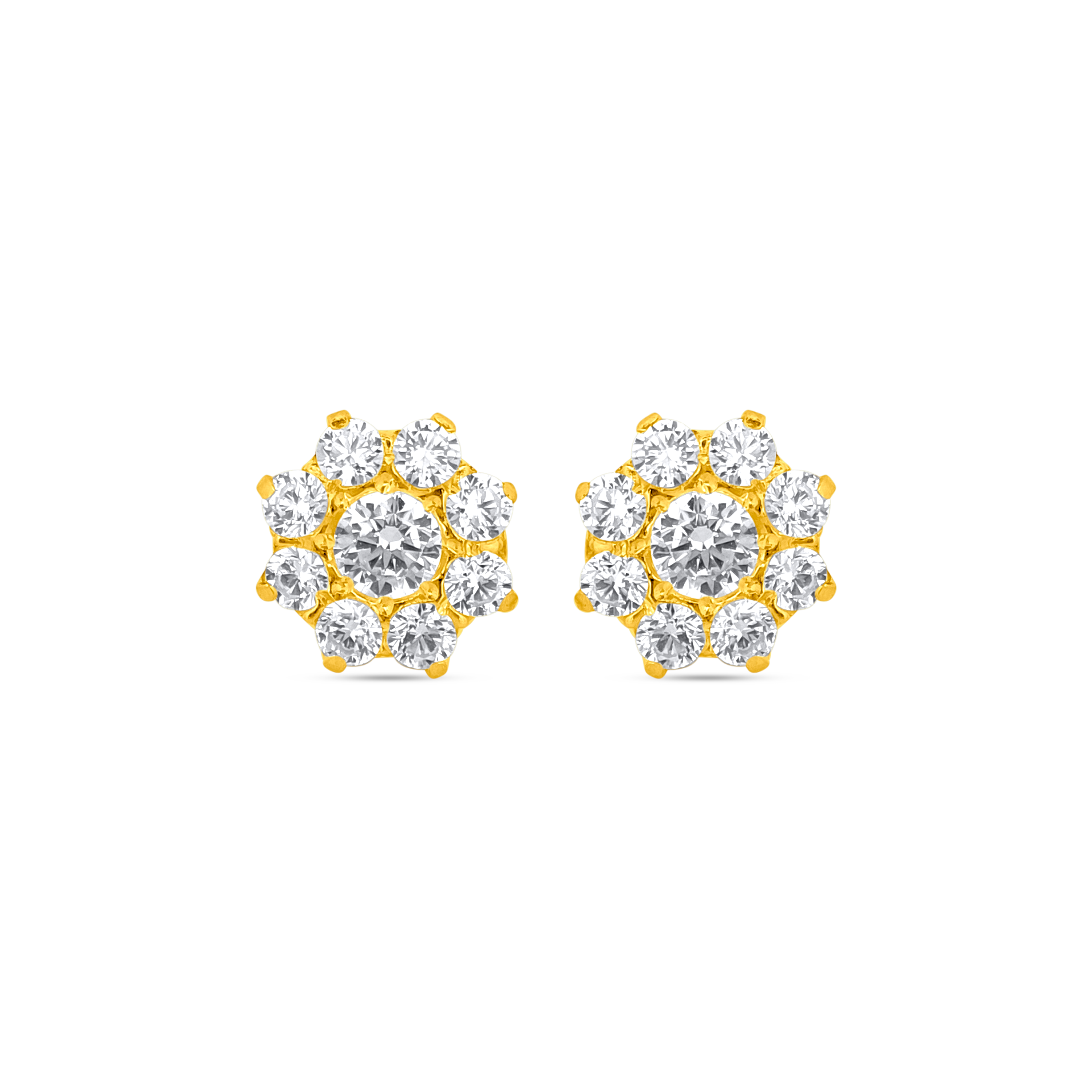 22K Gold Luminous Floral Stud Earrings