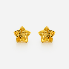 22K Gold Petal Floral Star Stud Earrings