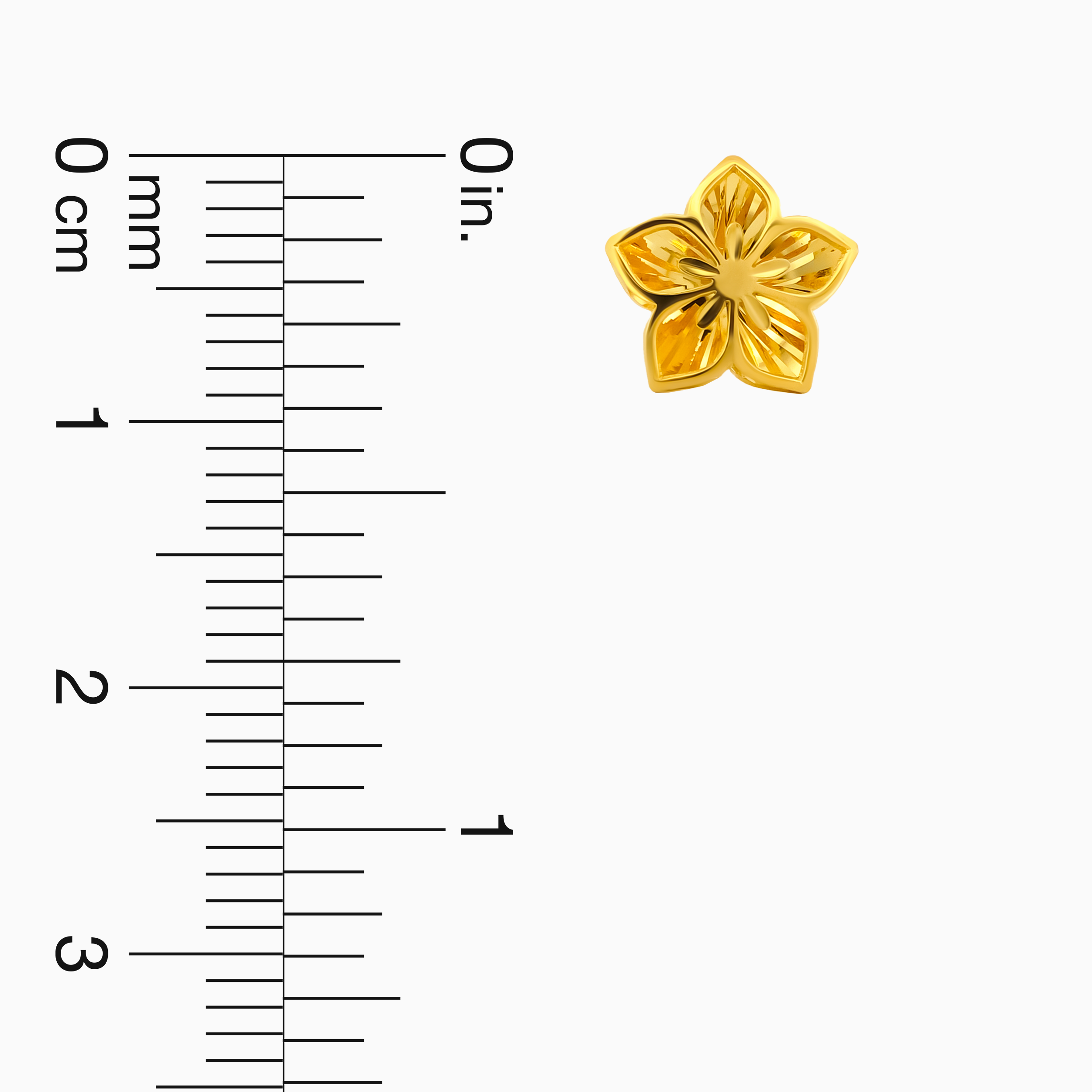 22K Gold Petal Floral Star Stud Earrings
