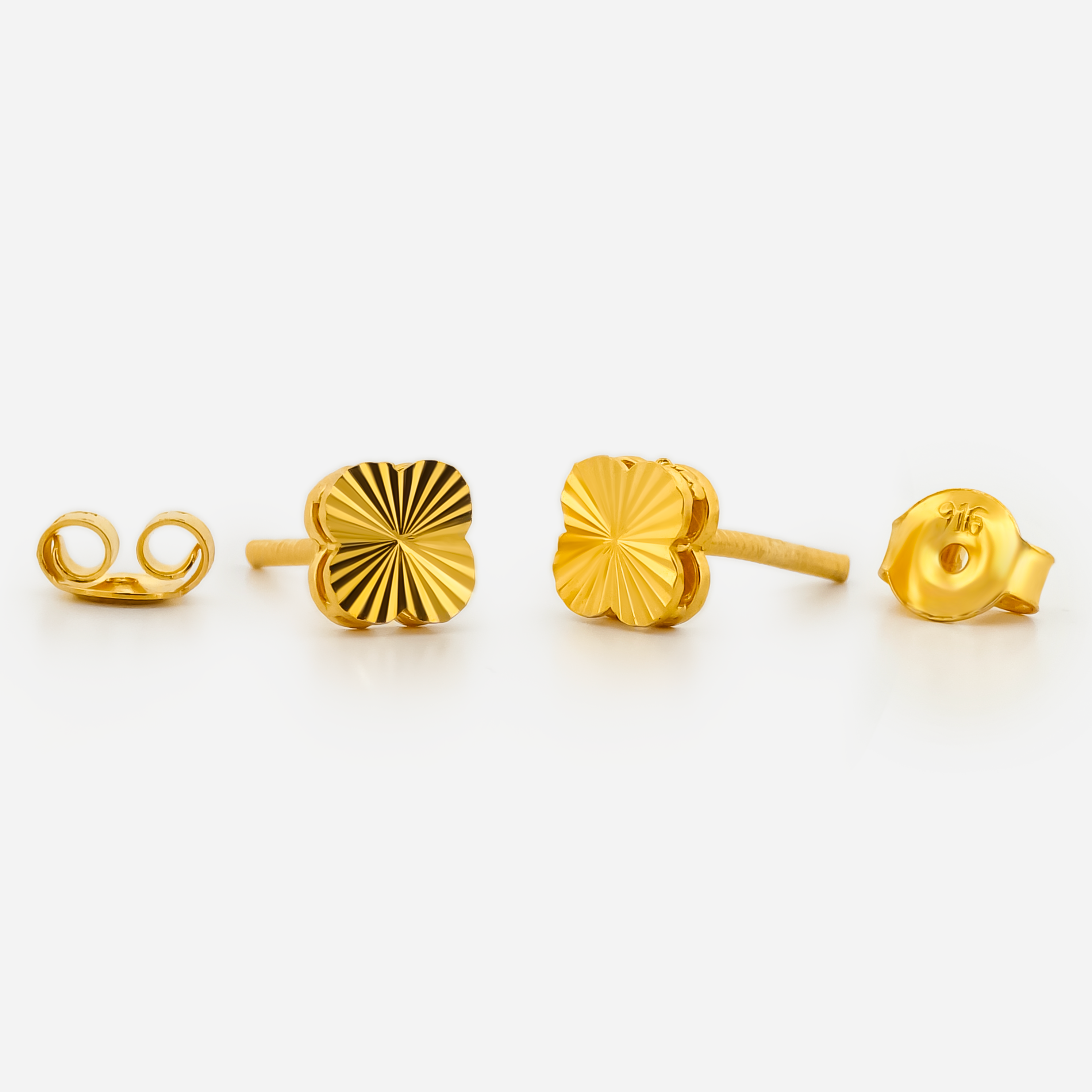 22K Gold Clover Stud Earrings