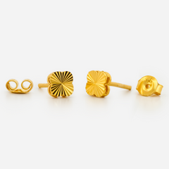 22K Gold Clover Stud Earrings