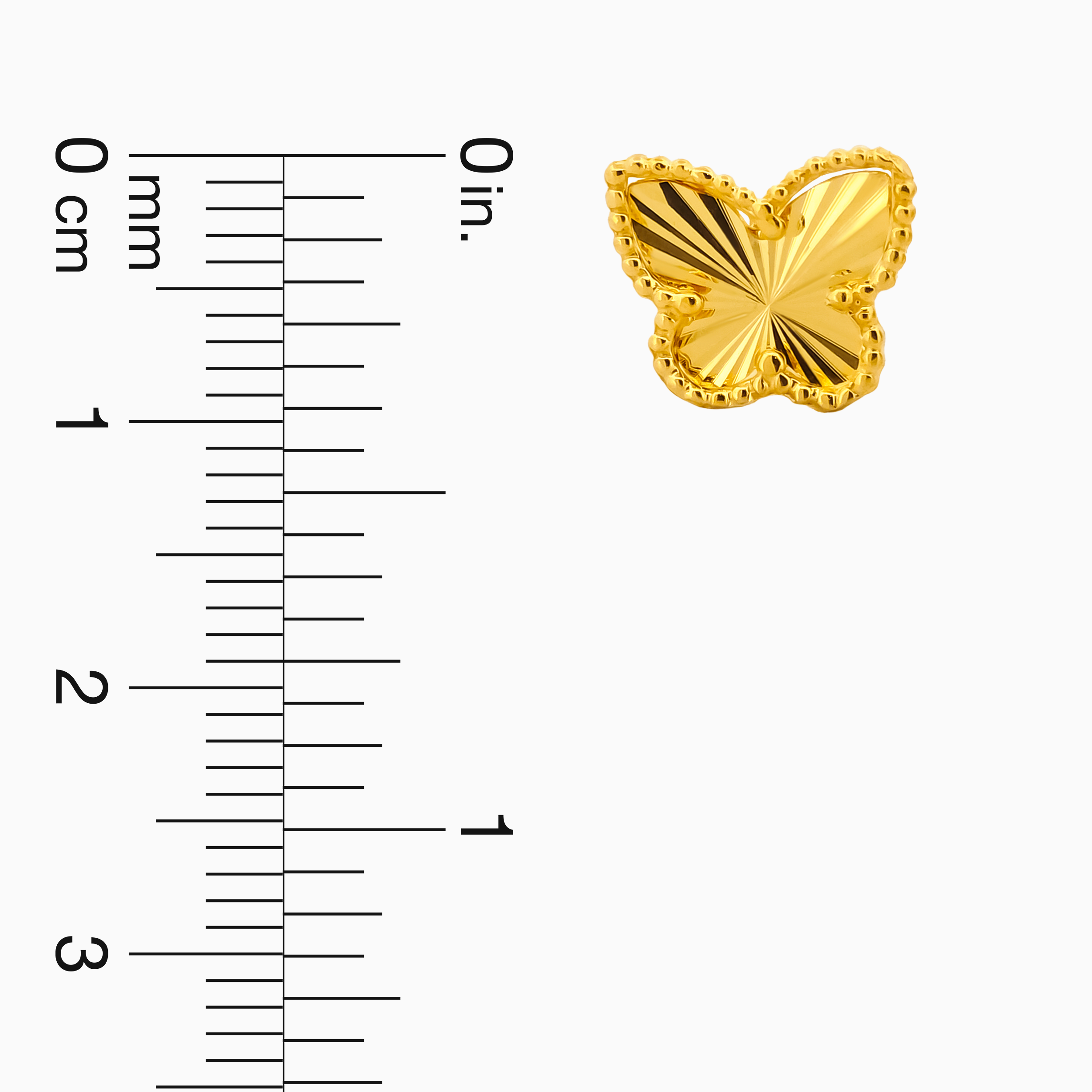 22K Gold Diamond-Cut Butterfly Stud Earrings