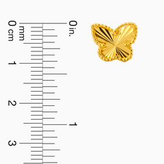 22K Gold Diamond-Cut Butterfly Stud Earrings