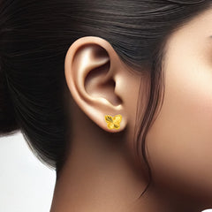 22K Gold Diamond-Cut Butterfly Stud Earrings