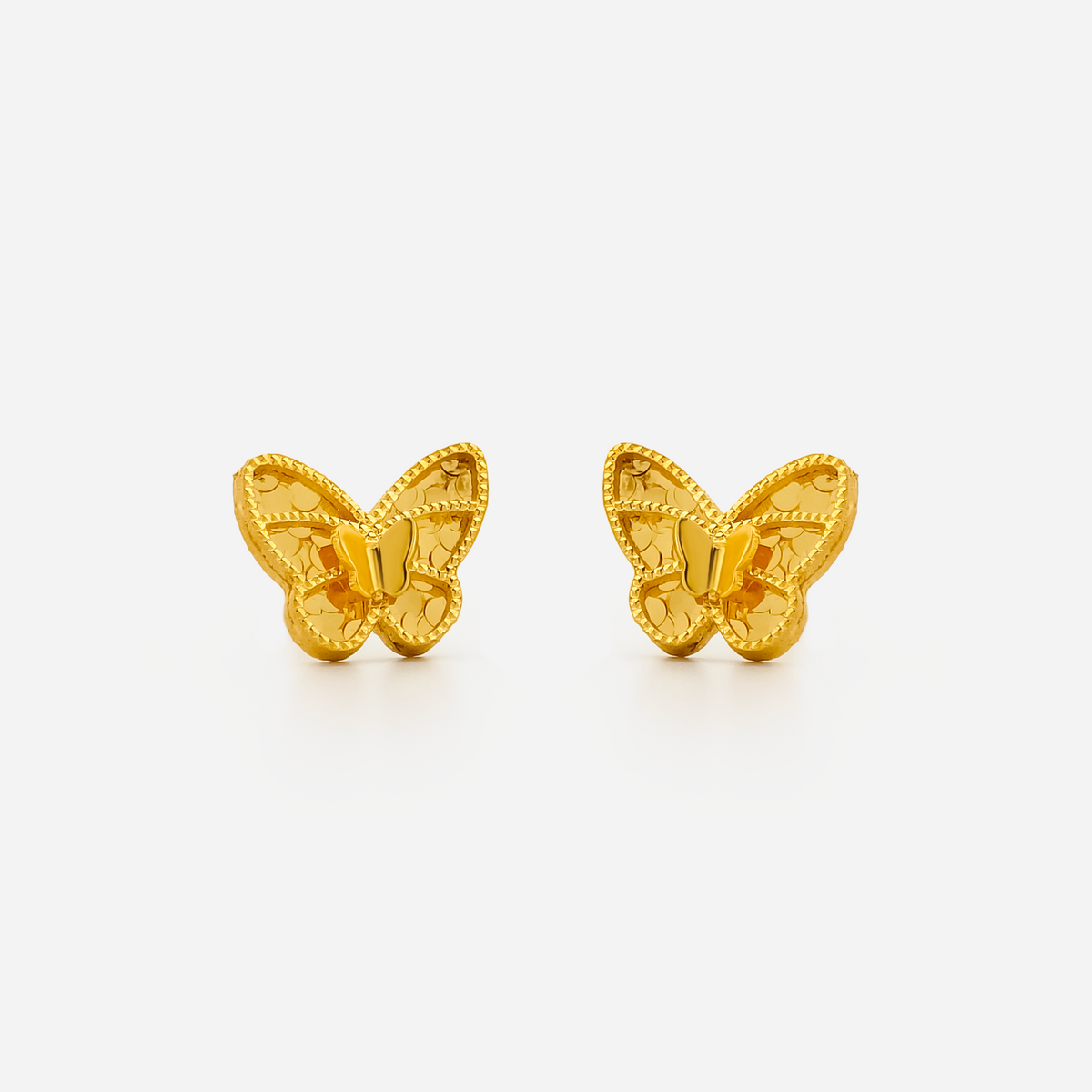 22K Gold 3D Butterfly Stud Earrings