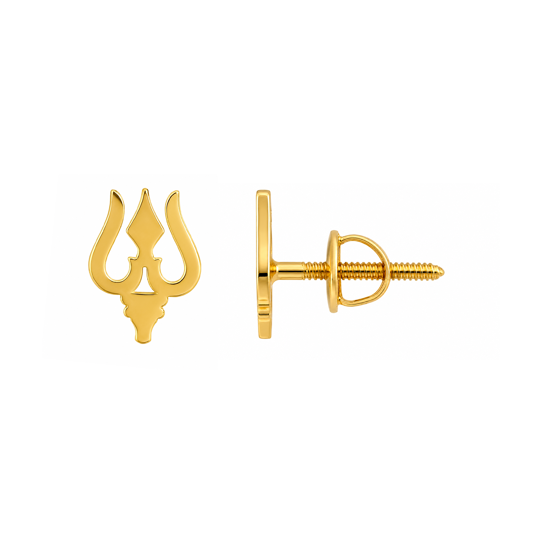 22K Gold Trishul Earrings