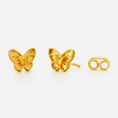 22K Gold 3D Butterfly Stud Earrings
