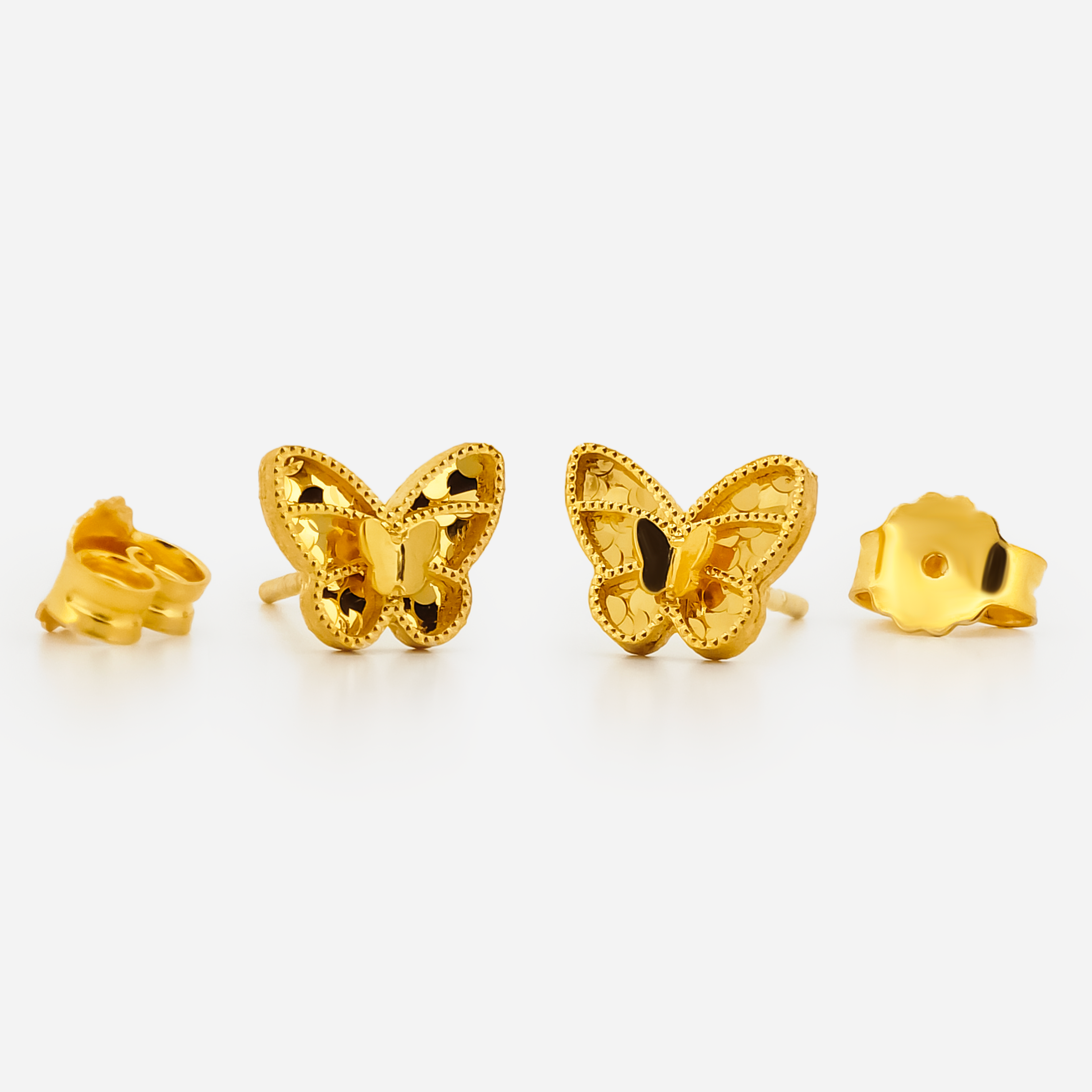 22K Gold 3D Butterfly Stud Earrings