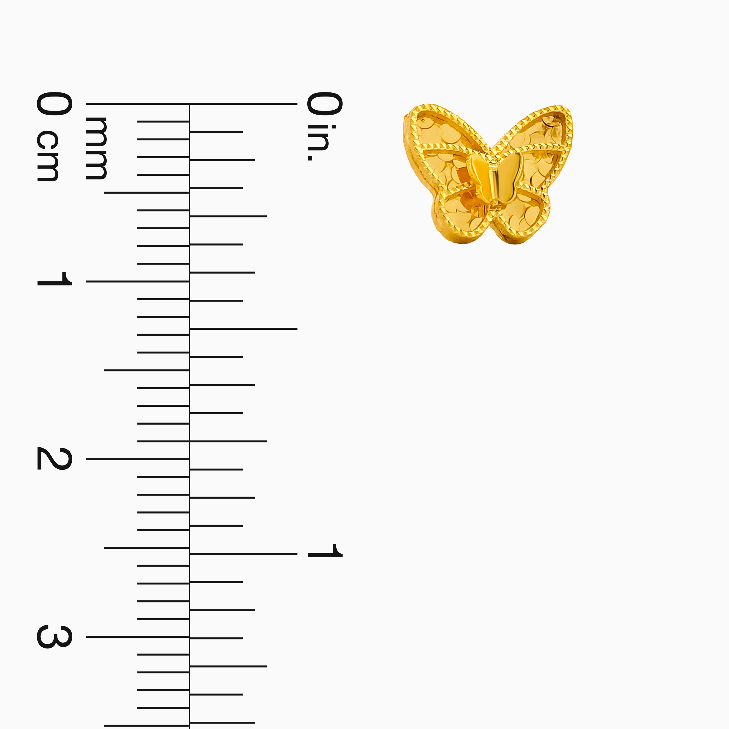 22K Gold 3D Butterfly Stud Earrings