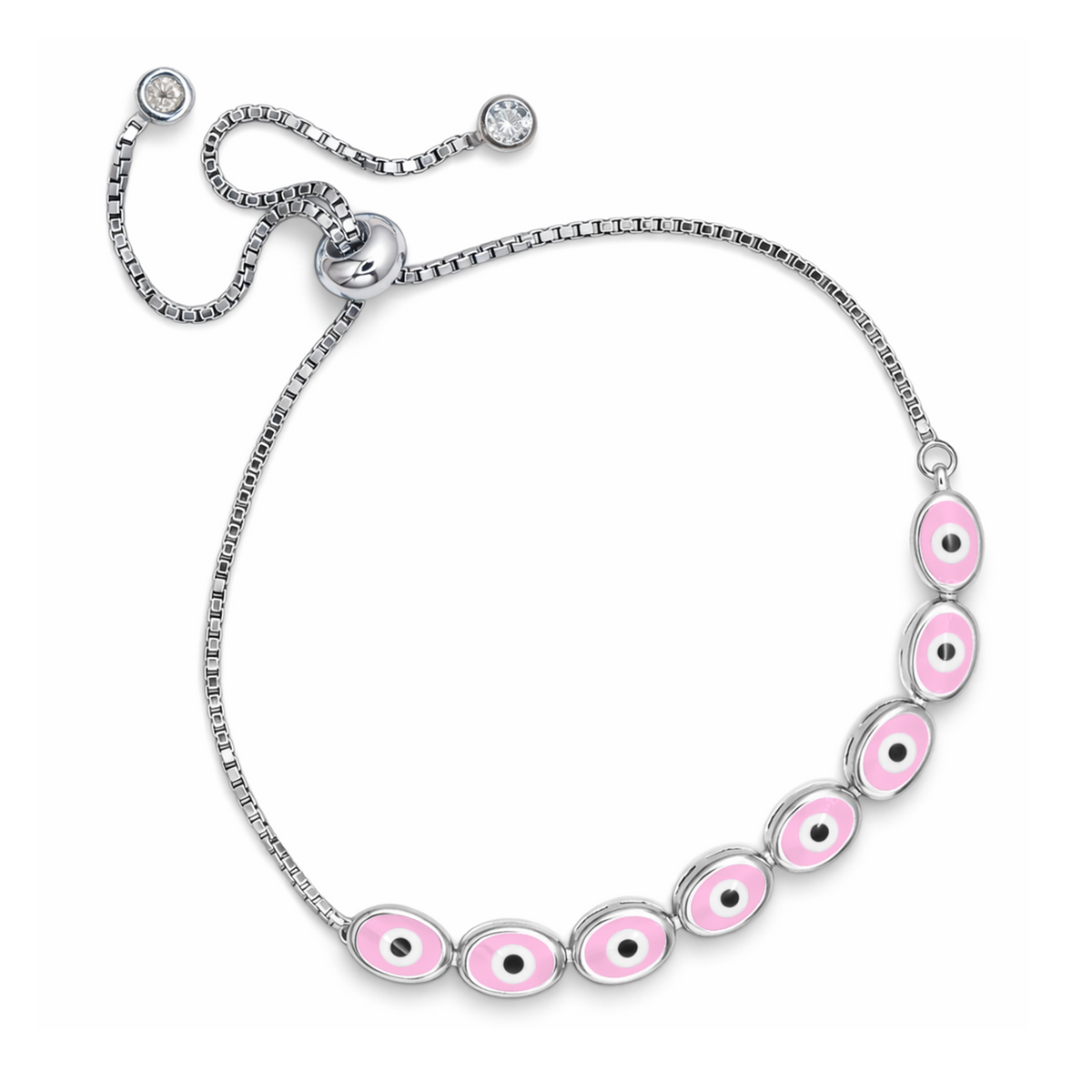 Silver Pick Evil Eye Bracelet