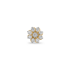 18K Gold Diamond Floral Cluster Nose Pin