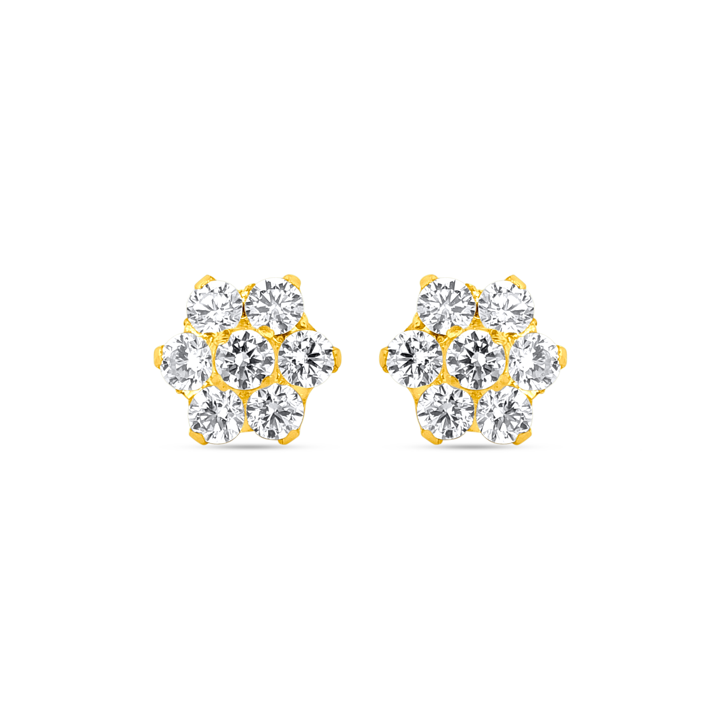 22K Gold Radiant Cluster Stud Earrings