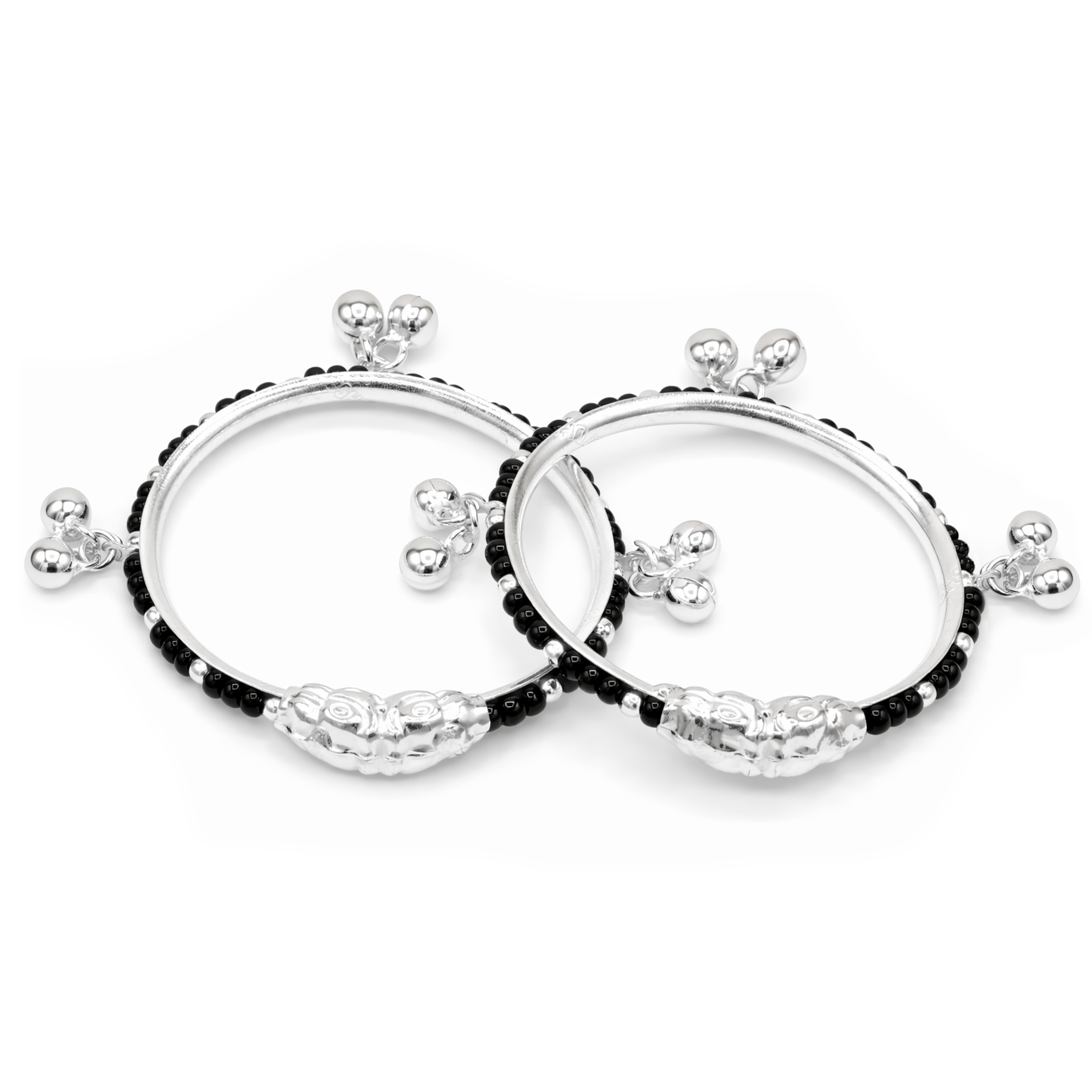 Silver Gungroo Nazariya Baby Kadas - Set of 2