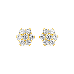 22K Gold Radiant Cluster Stud Earrings