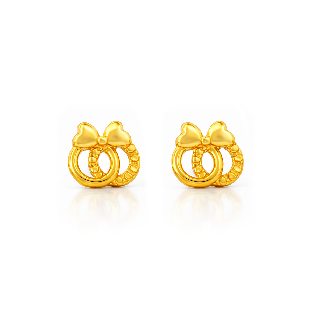 22K Gold Bow Knot Stud Earrings