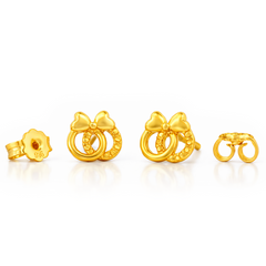 22K Gold Bow Knot Stud Earrings