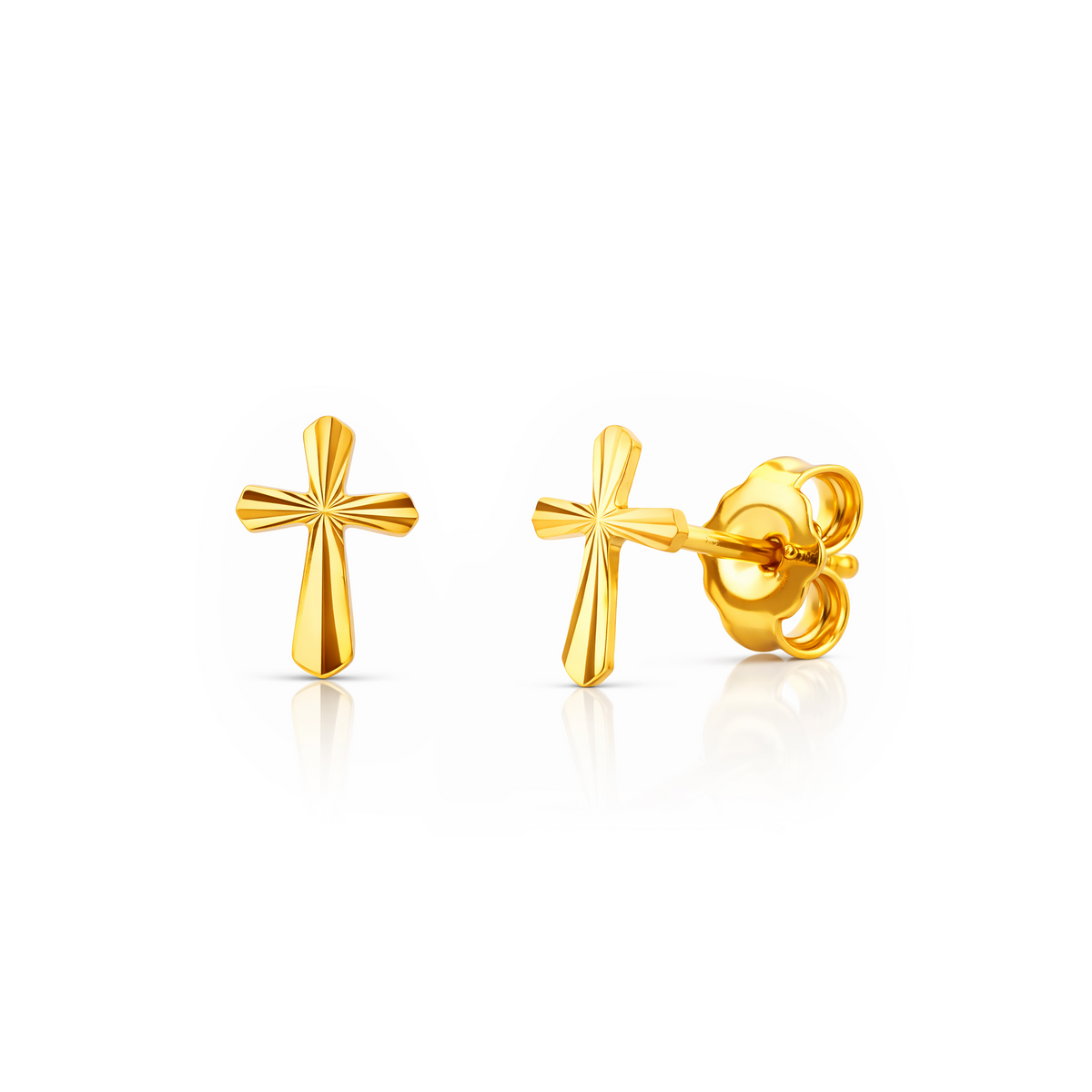 22K Gold Cross Stud Earrings