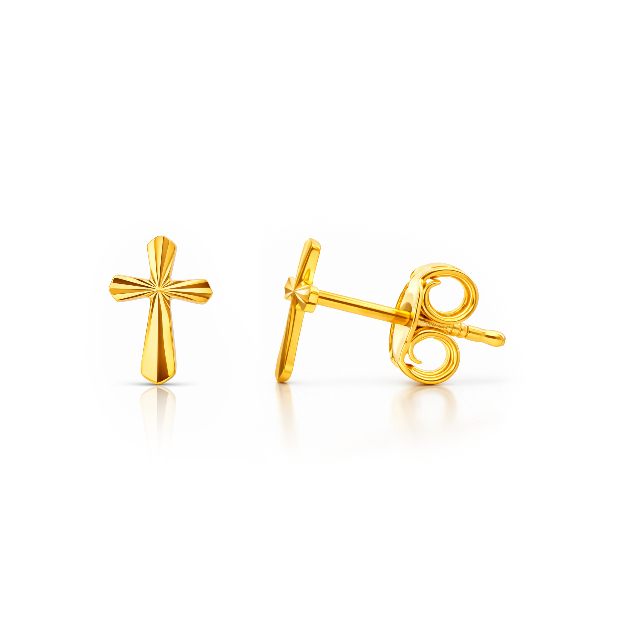 22K Gold Cross Stud Earrings