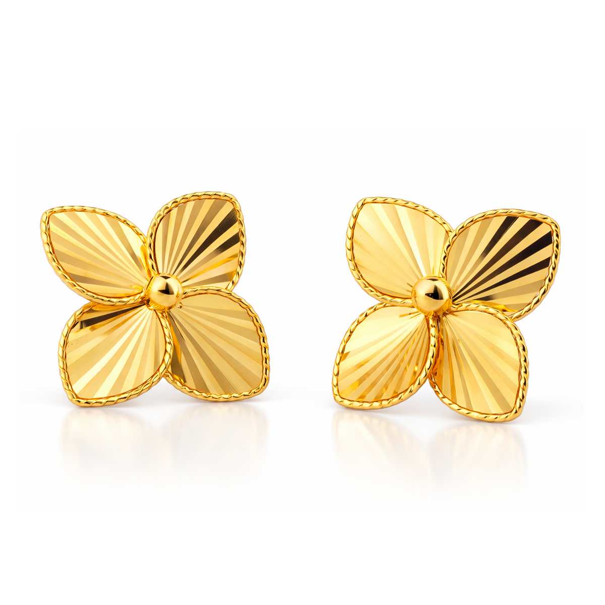 22K Gold Floral Petal Earrings