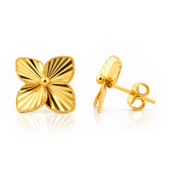 22K Gold Floral Petal Earrings