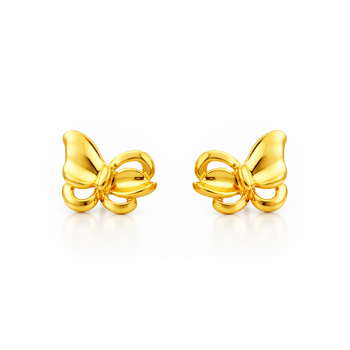 22K Gold Butterfly Knot Stud Earrings
