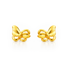 22K Gold Butterfly Knot Stud Earrings