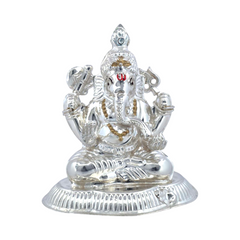 Silver Radiant Ganesha Idol