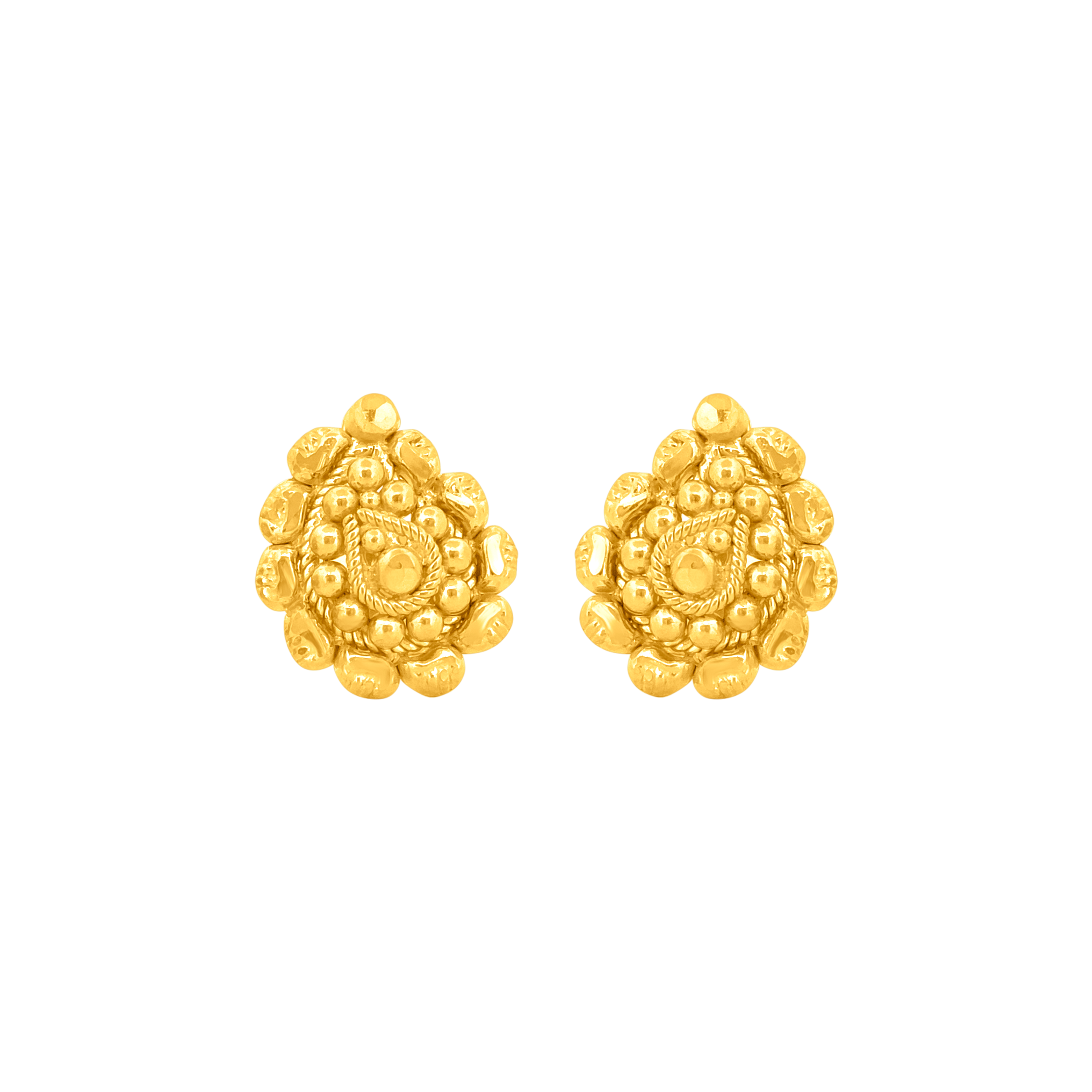 22K Gold Antique Textured Stud Earrings