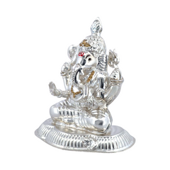 Silver Radiant Ganesha Idol