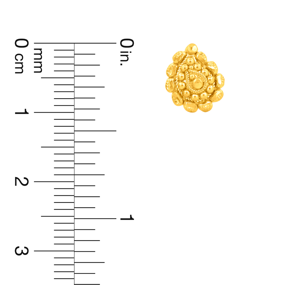 22K Gold Antique Textured Stud Earrings