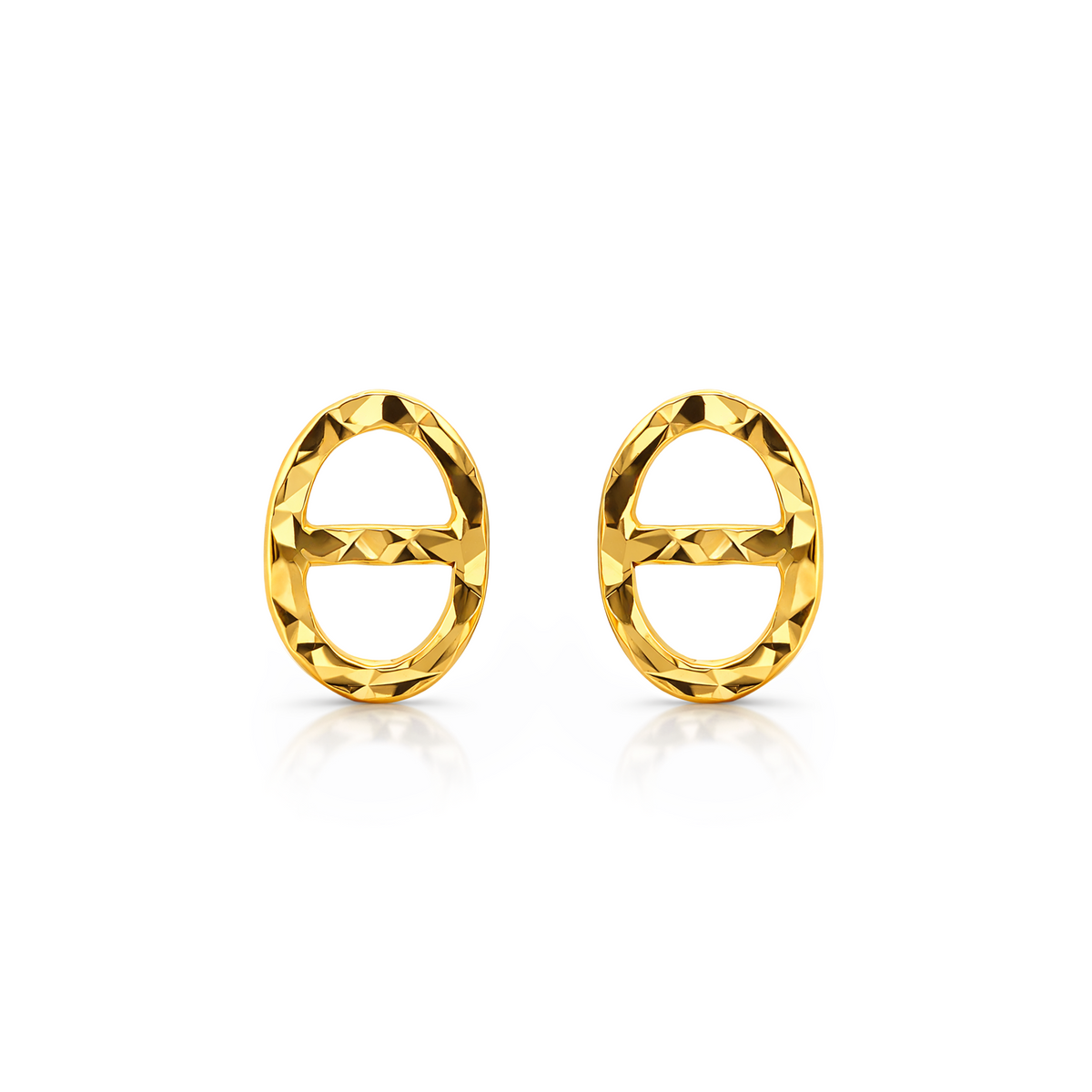 22K Gold Oval Link Stud Earrings