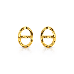 22K Gold Oval Link Stud Earrings