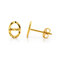 22K Gold Oval Link Stud Earrings