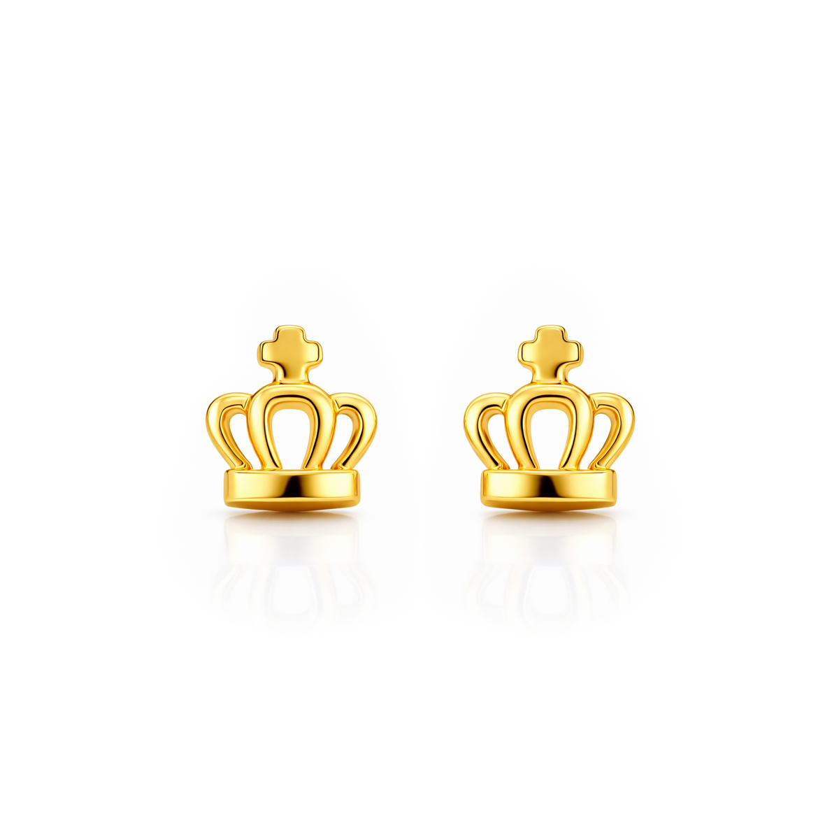 22K Gold Crown Stud Earrings