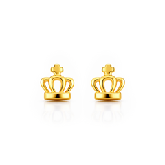 22K Gold Crown Stud Earrings