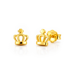 22K Gold Crown Stud Earrings