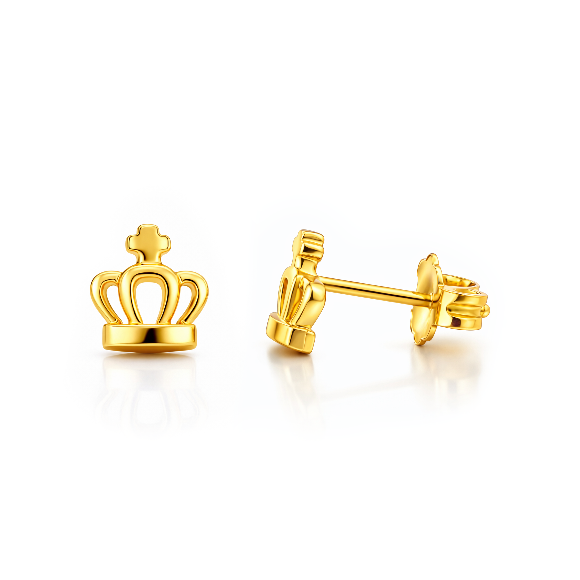 22K Gold Crown Stud Earrings
