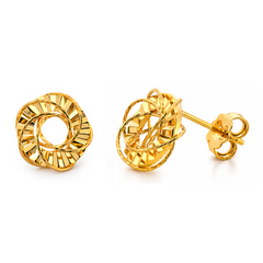 22K Gold Spiral Hollow Flower Earrings