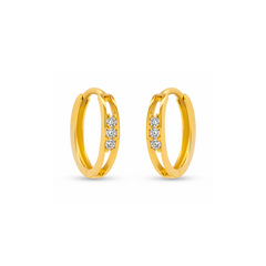 22K Gold CZ Huggie Hoop Earrings
