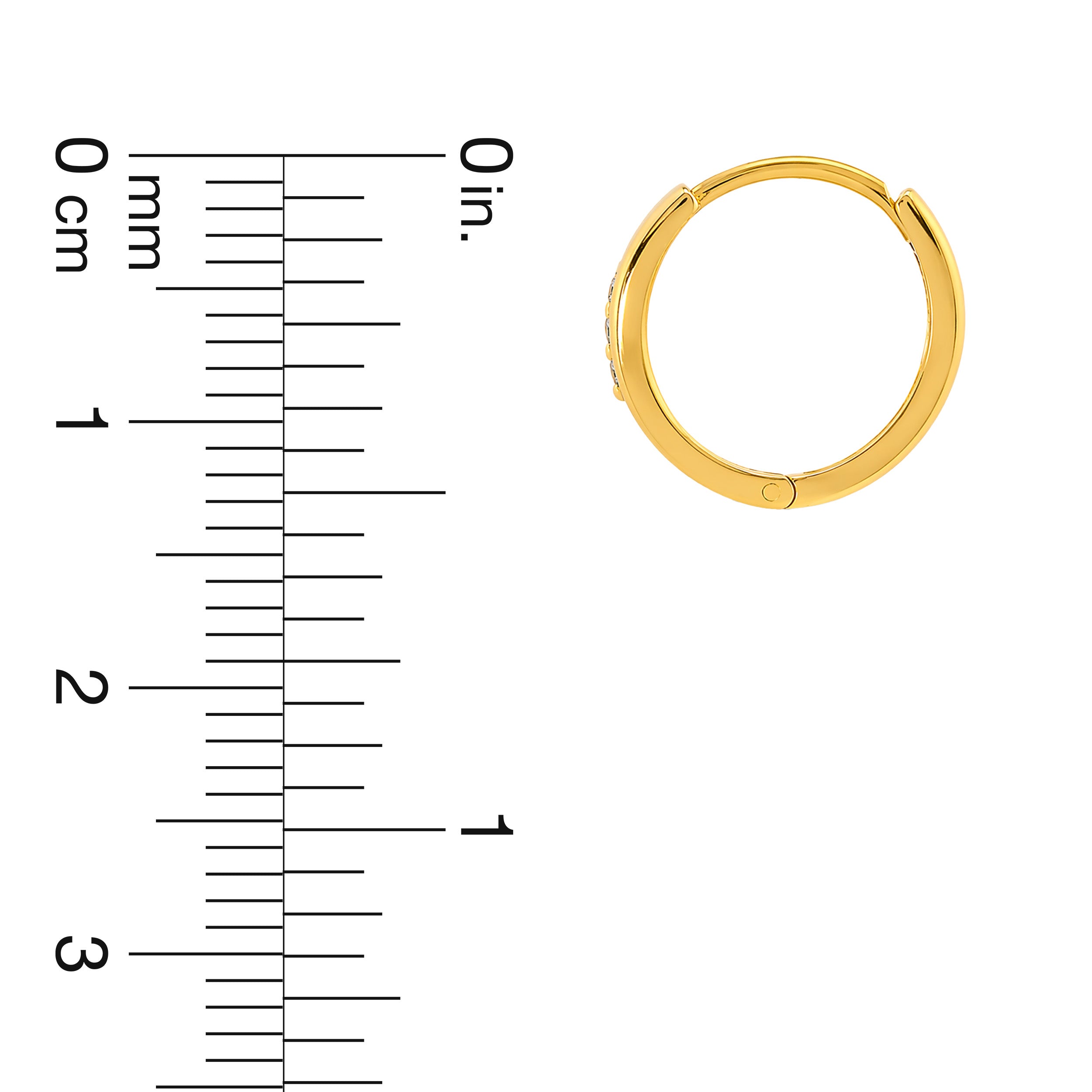 22K Gold CZ Huggie Hoop Earrings