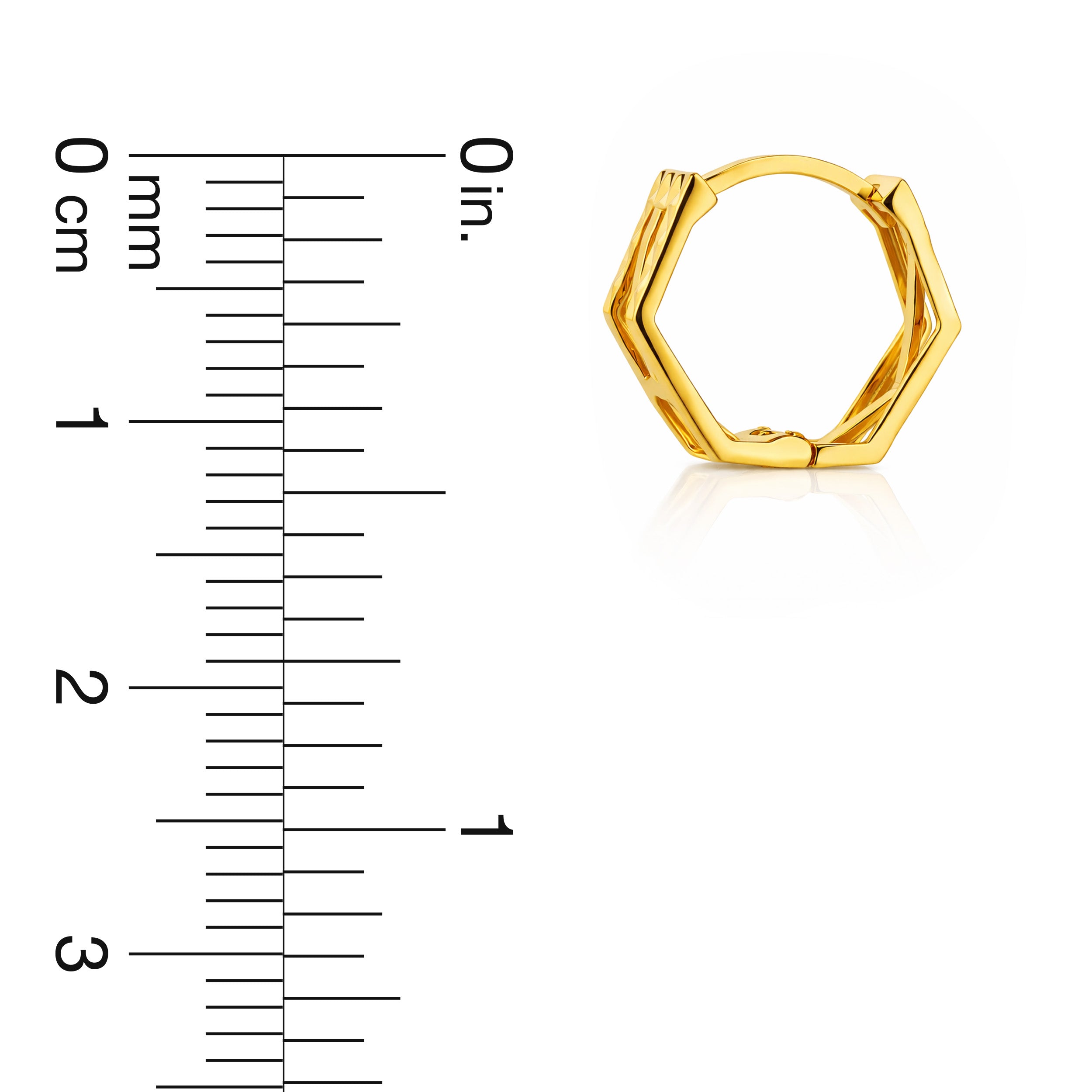 22K Gold Hexagon Hoop Earrings