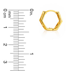 22K Gold Hexagon Hoop Earrings