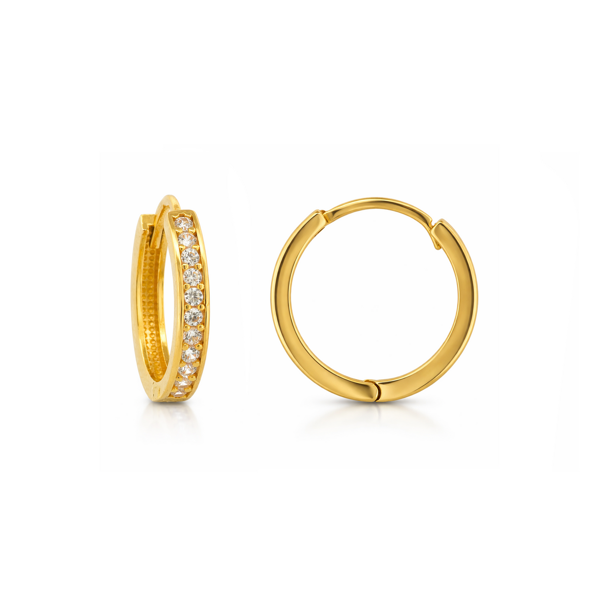 22K Gold CZ Slim Hoop Earrings