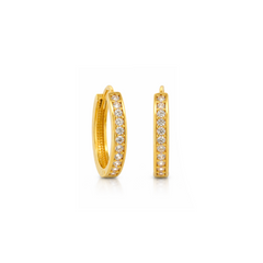 22K Gold CZ Slim Hoop Earrings