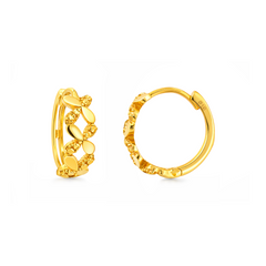 22K Gold Floral Hoop Earrings