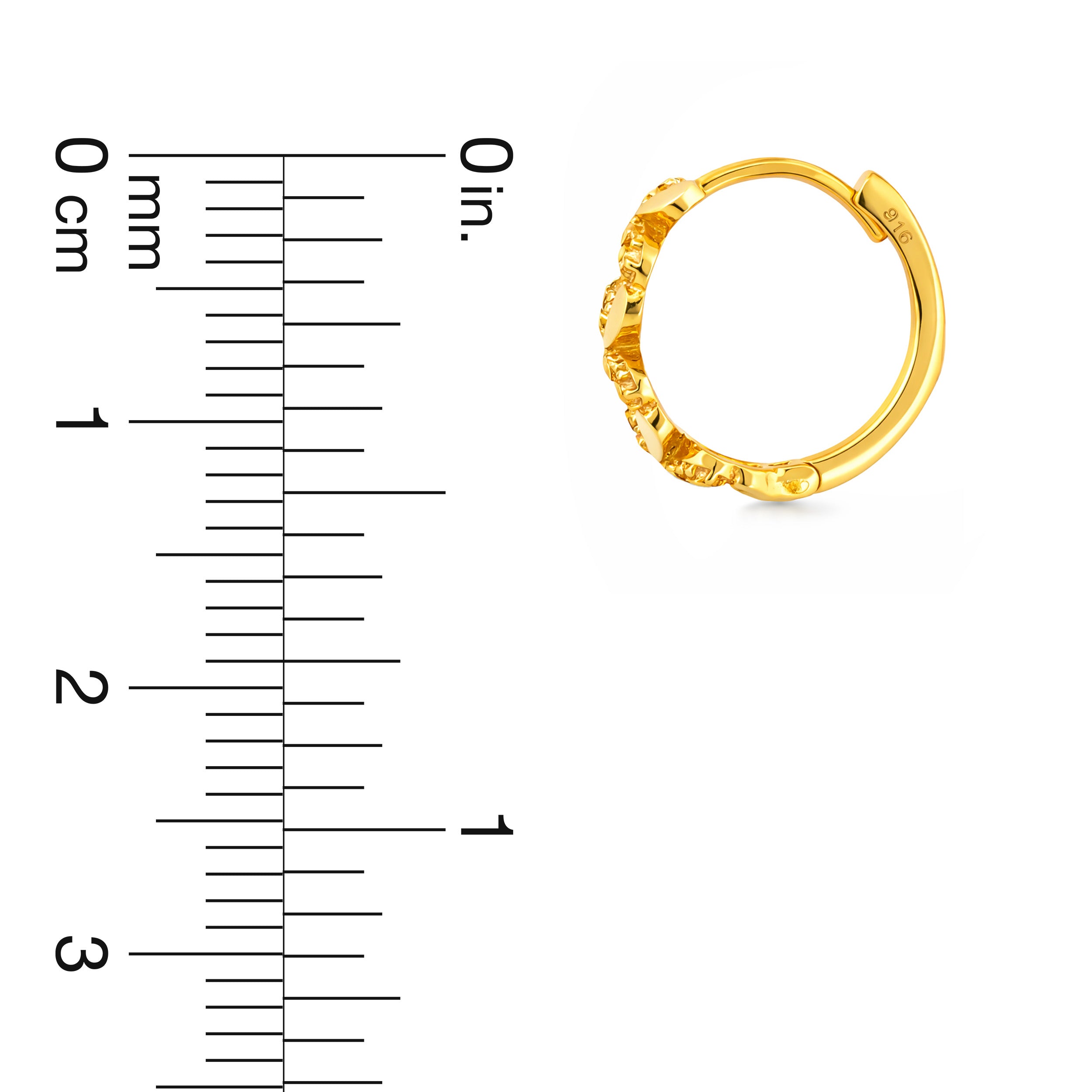 22K Gold Floral Hoop Earrings