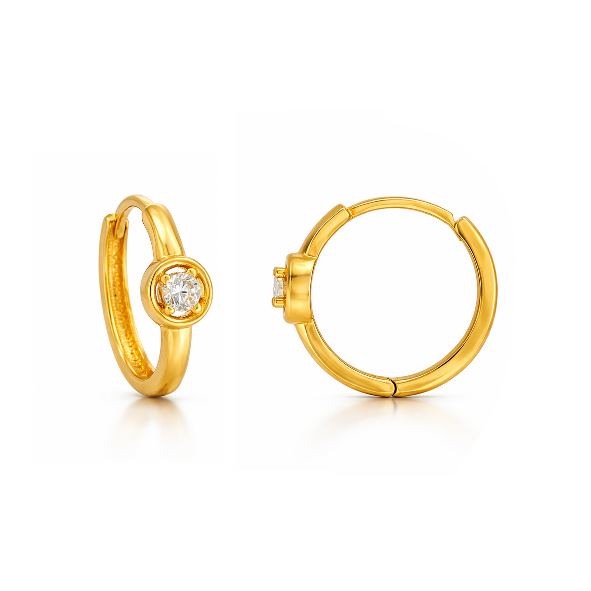 22K Gold CZ Hoop Earrings